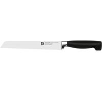 ZWILLING Four Star Bread Knife with Serrated Edge, Special Stainless Steel, 20 cm, Black, Made in Germany