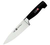 ZWILLING Four Star Chef's Knife 16 cm, Stainless Steel, Made in Germany | Special Formula Steel, Ergonomic Plastic Handle, Black
