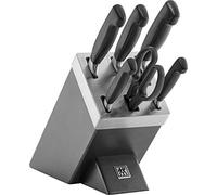 ZWILLING Four Star Self-Sharpening Knife Block, Made in Germany | 7-Piece, Special Formula Stainless Steel, Grey