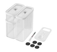 Zwilling FRESH & SAVE CUBE set, size S, 5-piece storage set incl. 2x CUBE storage boxes M, measuring spoon, NFC labels, Transparent-white