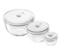 ZWILLING Fresh & Save BOWLS 3-pc Glass Vacuum Bowl Set | Airtight Vacuum Bowls Keep Leftovers Fresher Longer. Freezer, Microwave & Dishwasher Safe.