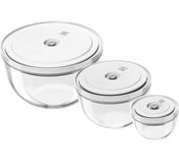 ZWILLING Fresh & Save Bowls Vacuum Bowl Set of 6, S-12, M-18, L-24 cm, Glass