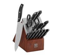 ZWILLING Henckels International Definition Self-Sharpening Knife Block | 14-Piece Set: 6 Kitchen Knives, 6 Steak Knives, 1 Pair of Scissors, 1 Wooden Block, Brown