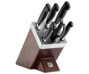 Zwilling J A Henckels Four Star 7 Piece Self Sharpening Ash Brown Knife Block Set