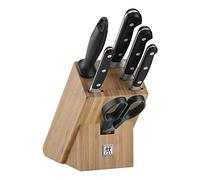 Zwilling Knife Block, 7 pcs, Bamboo Block, Knife and Scissors made of Special Stainless Steel/Plastic Handle, Professional S, Brown