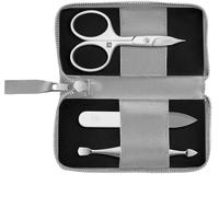 ZWILLING Manicure and Pedicure Set 3-Piece Combination Nail Scissors Vegan Apple Leather Case Grey
