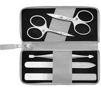 ZWILLING Manicure and Pedicure Set 5-Piece Combination Nail Scissors Vegan Apple Leather Case Grey