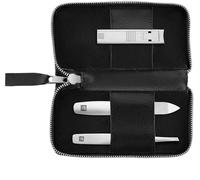 ZWILLING Manicure Pedicure Set 3-Piece Compact Nail Clippers Vegan Apple Leather Case Black