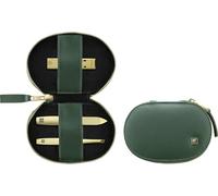 ZWILLING Manicure Pedicure Set 3-Piece Compact Nail Clippers Vegan Apple Leather Case Green