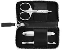 ZWILLING Manicure and Pedicure Set 3-Piece with Nail Clippers, Apple Leather Case, Vegan, Black