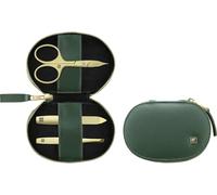 ZWILLING Manicure and Pedicure Set 3-Piece Combination Nail Scissors Vegan Apple Leather Case Green