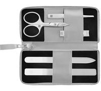 ZWILLING Manicure Pedicure Set 5-Piece Nail Scissors Nail Clippers Vegan Apple Leather Case Grey