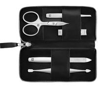 ZWILLING Manicure Pedicure Set 5pcs, Combination Nail Scissors, Vegan Apple Leather Case, Black