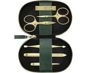 ZWILLING Manicure Pedicure Set 6pcs, Nail Scissors, Vegan Apple Leather Case, Green