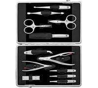 ZWILLING Manicure Set (12 Pieces, Complete Set for Comprehensive Nail Care and Pedicure, Genuine Leather Frame Case), Premium, Black