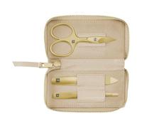 ZWILLING Manicure Set (3 Pieces, Genuine Leather Case, Travel Set, with Combination Nail Scissors), Premium, Gold Edition