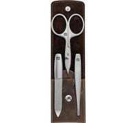 ZWILLING Manicure Set (3 piece, nail care and pedicure, genuine leather case, precise, with combination nail scissors), Premium, Brown