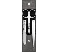 ZWILLING Manicure Set (3 piece, pedicure set for nail care and cuticle care, leather, with nail scissors), Polished Stainless Steel, Anthracite