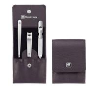 ZWILLING Manicure Set (3 Pieces, Nail Care and Pedicure, Real Leather Case, with Nail Clipper), Polished Stainless Steel, Red