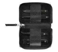 ZWILLING Premium Black Edition 4 Piece Genuine Leather Snap Closure Travel Set with Nail Clippers and Cuticle Cutter