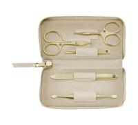 Zwilling Manicure Set (5 Pieces, Genuine Leather Case, Travel Set, with Nail Scissors and Cuticle Scissors), Premium, Gold Edition