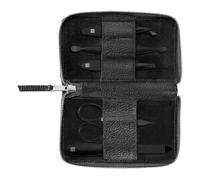 ZWILLING Manicure Set (5 Pieces, Genuine Leather Press Stud Closure, Travel Set, with Nail Scissors and Cuticle Cutter), Premium, Black Edition