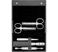 ZWILLING Manicure Set (5 piece, nail care and pedicure with genuine leather case with nail scissors and cuticle scissors), Polished Stainless Steel, Anthracite