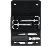 ZWILLING Manicure Set (5 piece, nail care and pedicure with genuine leather case with nail scissors and cuticle scissors), Polished Stainless Steel, Black
