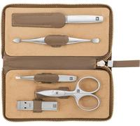 ZWILLING 5 Piece Manicure Set Cowhide Leather with Zip Premium Taupe