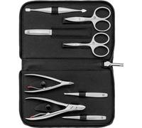 ZWILLING Manicure Set (8 piece, complete nail care, pedicure, genuine leather case with zipper), Premium, Black