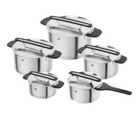 ZWILLING More 5-Piece Induction Saucepan Set with Lid Holder, Black | Pouring Function, Lid Holder, Stay-Cool Handles, Stainless Steel