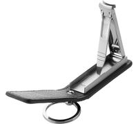 ZWILLING Nail Clipper with Key Ring (leather case with magnetic closure, integrated nail file, slightly curved cutting edge), Premium, Black