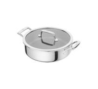 ZWILLING Peak Serving Pan 26 cm, 2 Handles, Stainless Steel, Non-Stick Honeycomb Coating, Particularly Scratch-Resistant, Glass Lid, Suitable for All Cookers, Suitable for Induction, Silver/Black