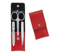 ZWILLING PREMIUM 3-pcs Calf leather Snap fastener case red