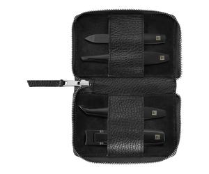 ZWILLING PREMIUM 4-pcs Leather Zip fastener case black
