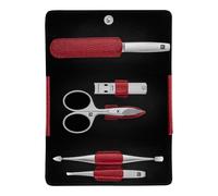 ZWILLING PREMIUM 5-pcs Calf leather Snap fastener case red