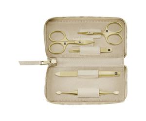 ZWILLING PREMIUM 5-pcs Leather Zip fastener case off-white