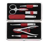 ZWILLING PREMIUM 7-pcs Calf leather Snap fastener case red