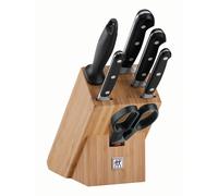 Zwilling Knife Block, 7 pcs, Bamboo Block, Knife and Scissors made of Special Stainless Steel/Plastic Handle, Professional S, Brown