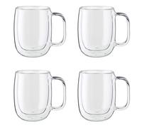 ZWILLING Sorrento Plus 4-pc Double Wall Glass, Insulated Coffee Mug, Clear
