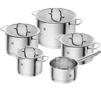 ZWILLING TrueFlow Cookware Set, 5-Piece, with Pouring Function, Induction-Suitable, Uncoated, Stainless Steel, Silver