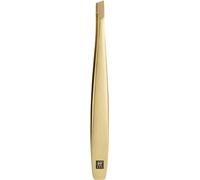 ZWILLING Slant Tweezers (Eyebrow Plucking, chip Removal, Hand Sanded, roughened Tips, Hypoallergenic) Premium Gold 90mm