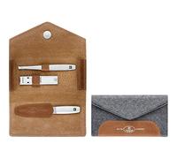ZWILLING Twinox Manicure Felt and Leather Set, 3 Pieces, Grey, Pedicure in Travel Pack, Gift 97698-005-0