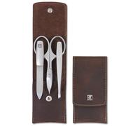 Zwilling Twinox Travel Set - Brown Leather Case, 3 Pieces - Brown