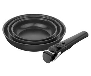 ZWILLING Unlock 4-Piece Frying Pan Set (20, 24, 28 cm + Handle) with Ceramic Coating, Aluminium