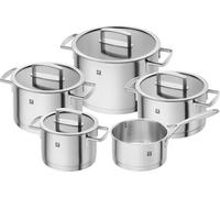 ZWILLING Vitality Cookware Set 5-Piece, Induction, Stainless Steel | Glass Lids, Ergonomic Handles, Dripless Pouring Rim, Internal Measuring Scale