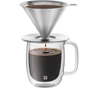 ZWILLING Z1024-006 Stainless Steel Coffee Dripper Mug Set, Double Wall Glass, Coffee Mug, Heat Resistant, Cold Retention, Paperless, Dishwasher Safe, For 1 to 4 Cups