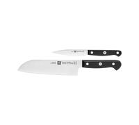 ZWILLING Gourmet Knife Set, 2 pieces (Paring/Garnishing Knife 10 cm, Santoku Knife 18 cm), Special Stainless Steel, Ergonomic Plastic Handle, Black - Made in Germany