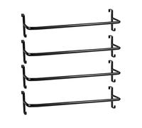 Zwinz Meyoppm 4Pcs Heavy Duty Horse Blanket Rack with Bridle Hooks, No-Drill Wall Mounted Assembled Blanket Bar, Saddle Pad Rack for Horse Tack Storage, Black