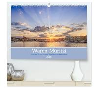 Zwischen See und Himmel - Waren (Müritz) im Wandel der Jahreszeiten (hochwertiger Premium Wandkalender 2026 DIN A2 quer), Kunstdruck in Hochglanz: Waren an der Müritz bei Tag und Nacht